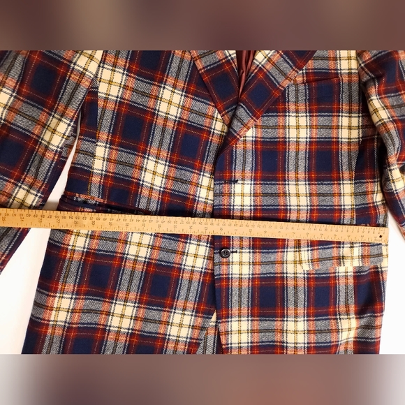 Vintage Cricketeer Wool Sportcoat Blazer Max Kadet 42R Blue Brown Tartan Plaid - Picture 11 of 16